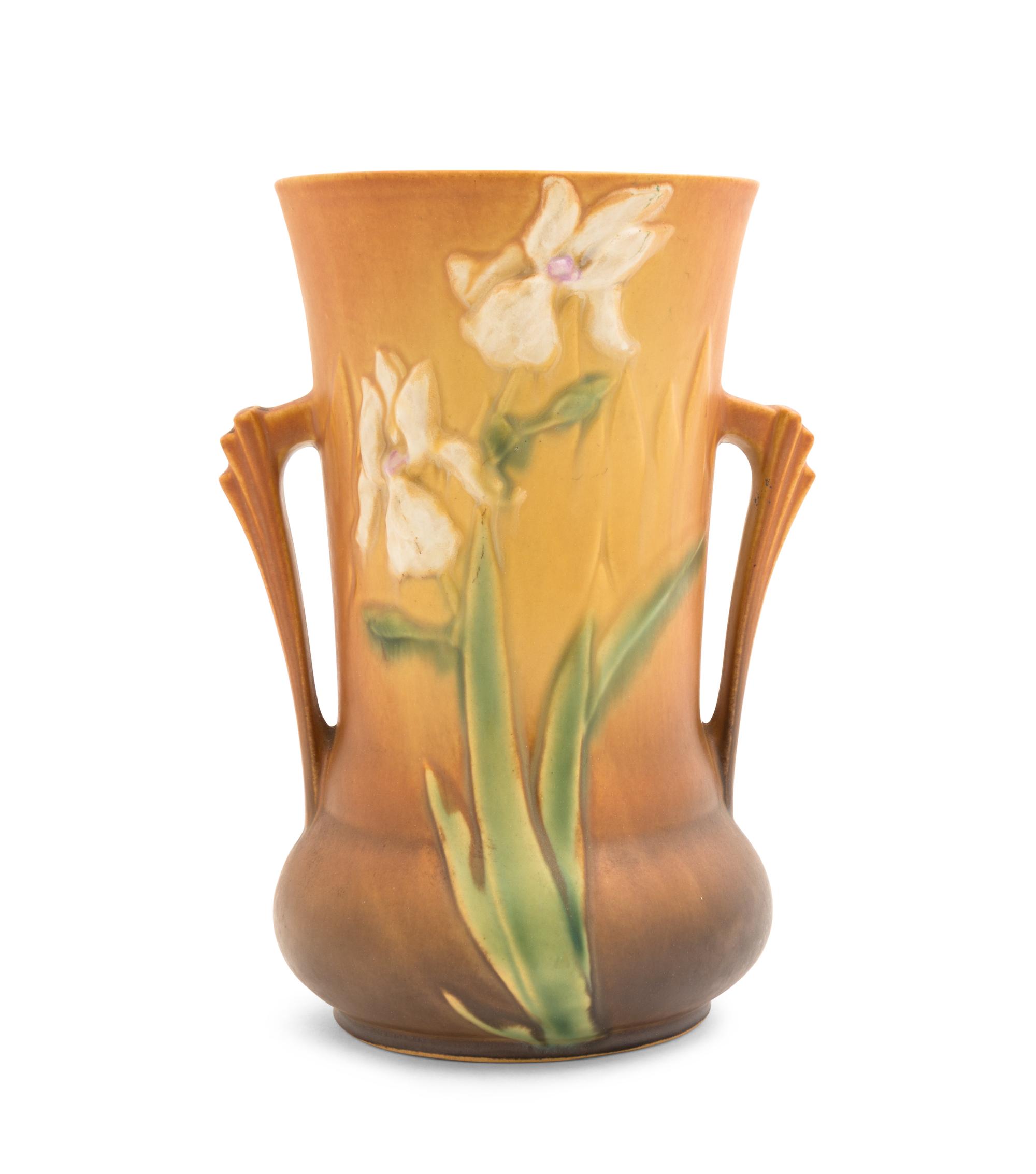 A Roseville Iris Pottery Vase Height 10 inches.