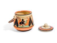 Orange Trees & House Biscuit Jar with Woven Handle Fantasque Series