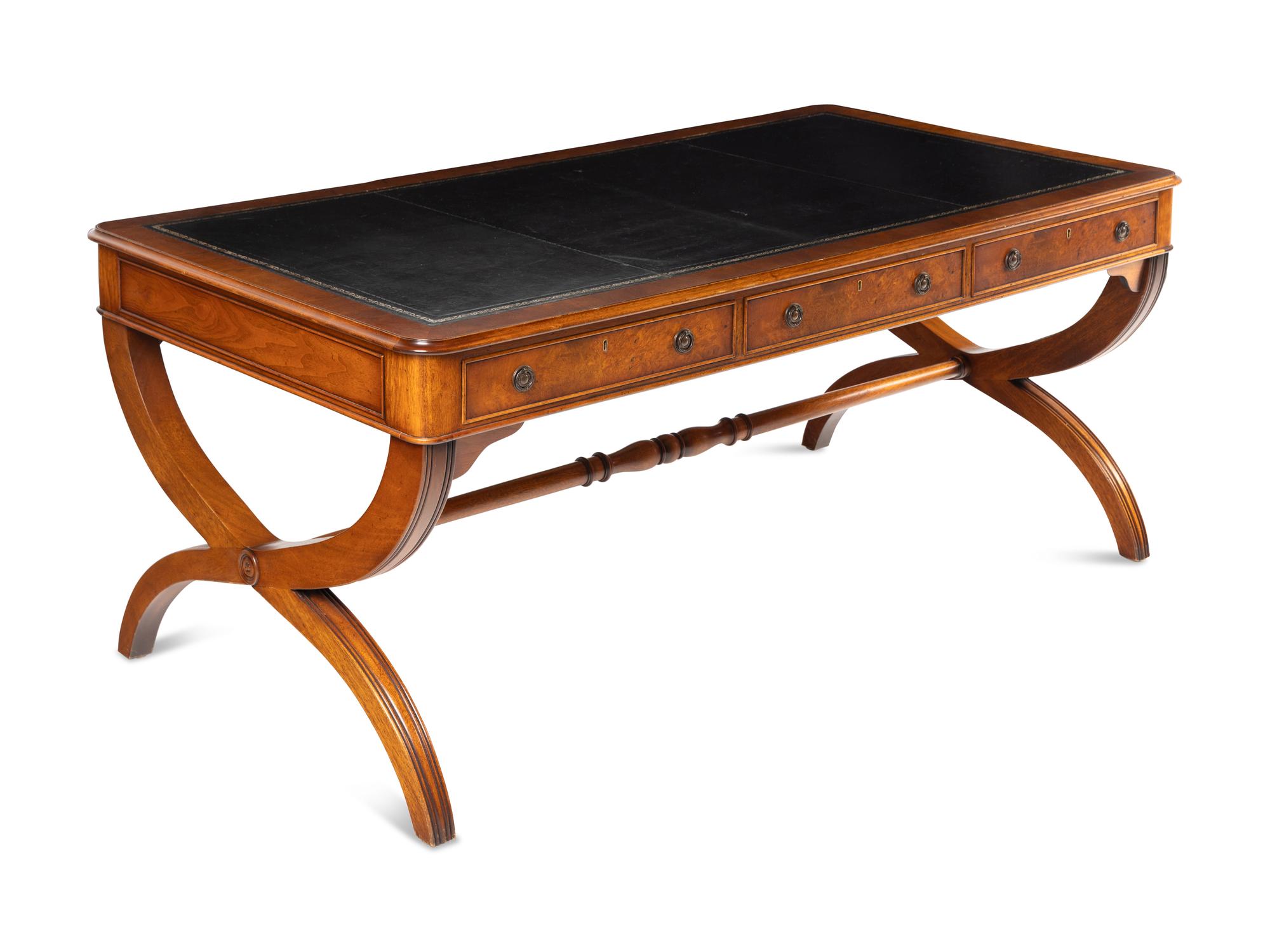 A Regency Style Burl Walnut Writing Desk