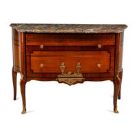 A French Transitional Marquetry Marble-Top Commode