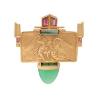 EVE ALFILLÉ, YELLOW GOLD AND MULTIGEM PENDANT/BROOCH
