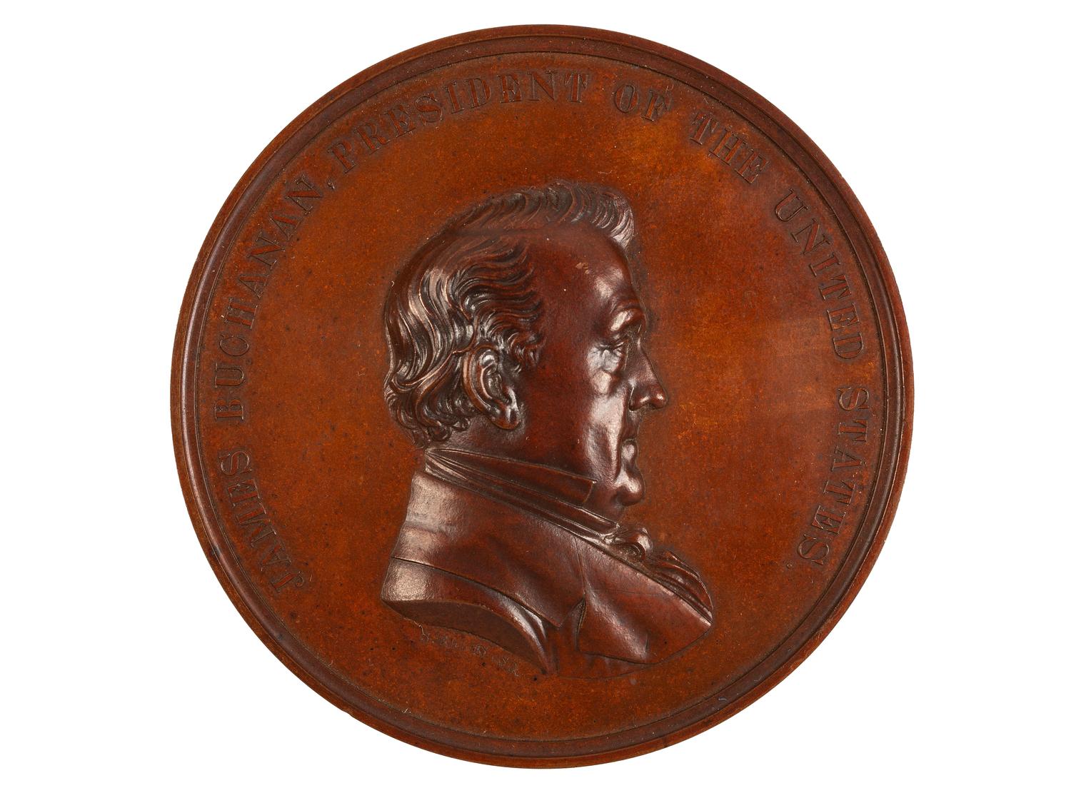 [BUCHANAN, James (1791-1868)]. Bronze Japanese Embassy medal in original presentation box. 1860.