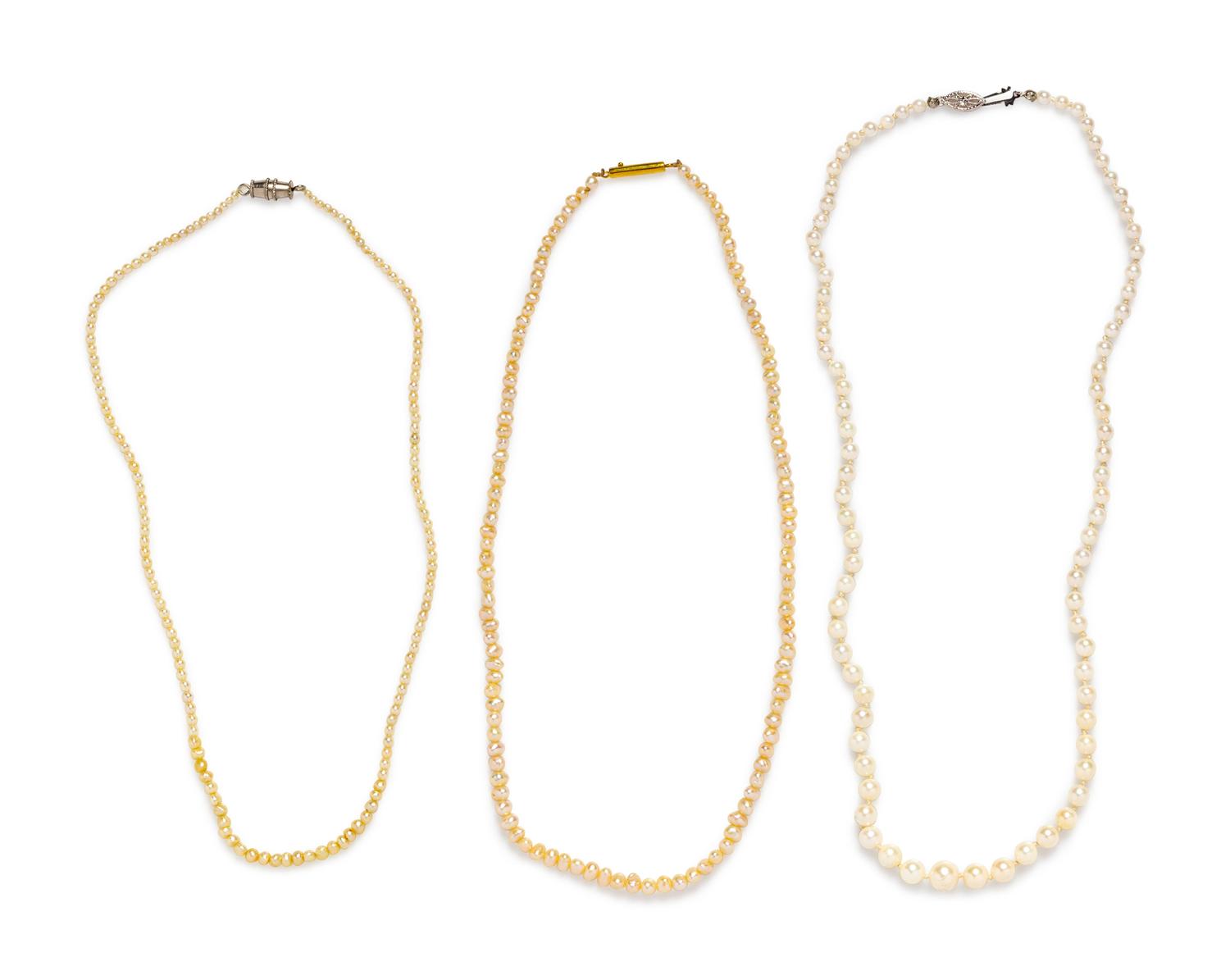 A Collection of Cultured Pearl Necklaces,