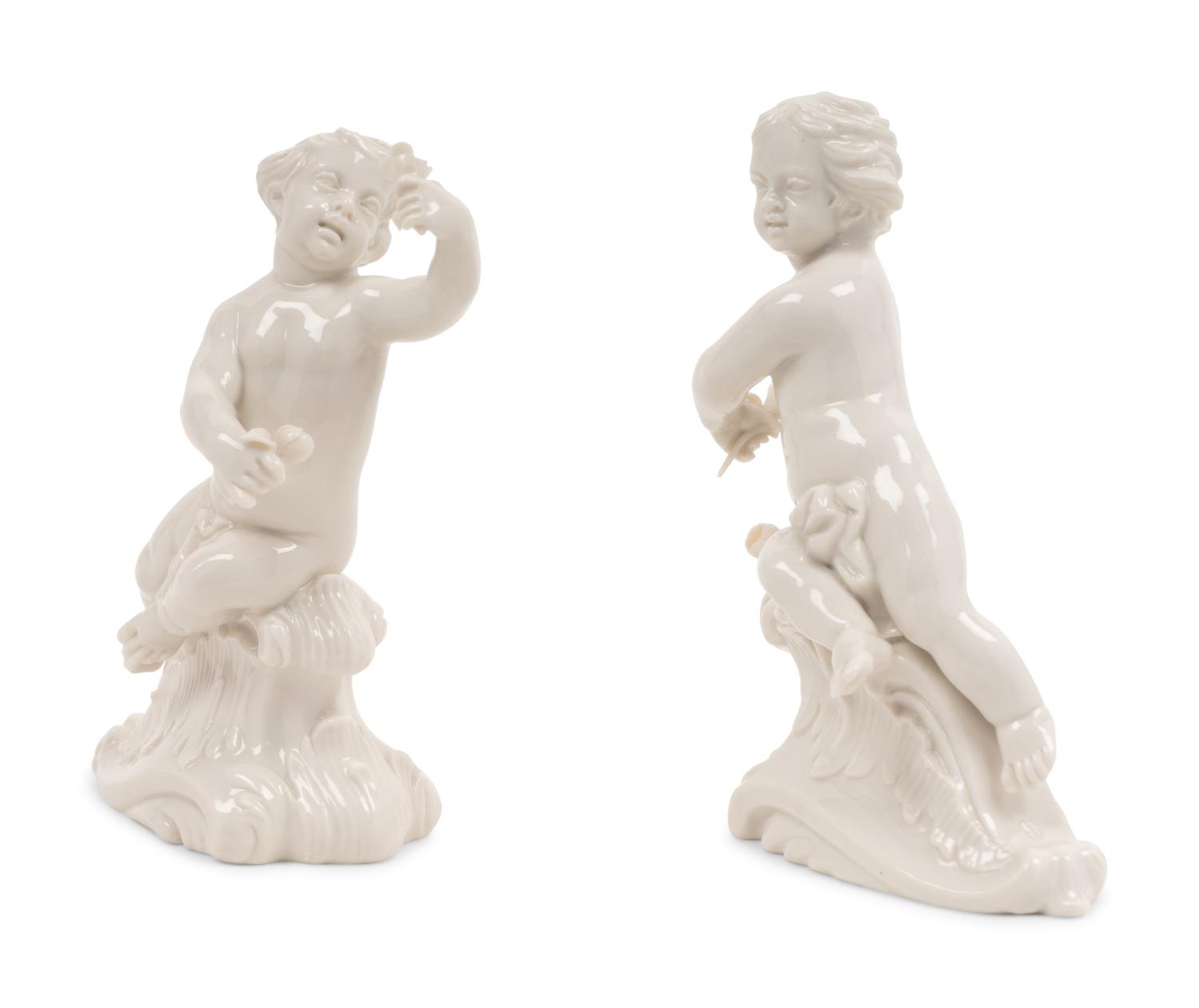 A Pair of Nymphenburg Porcelain Cherubs