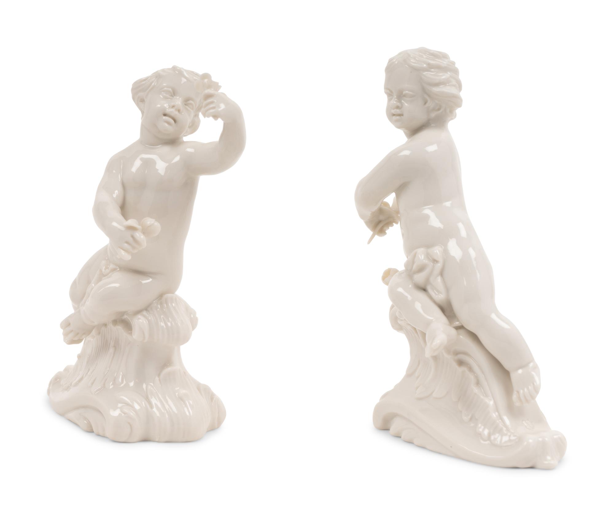A Pair of Nymphenburg Porcelain Cherubs