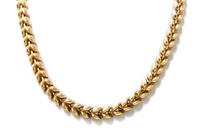 A 14 Karat Yellow Gold Leaf Motif Chain Necklace, 30.80 dwts.