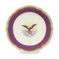 [LINCOLN WHITE HOUSE]. A French Limoges porcelain dinner plate from the solferino china service used during the first Lincoln administration. Limoges, France: Haviland & Co., 1861.