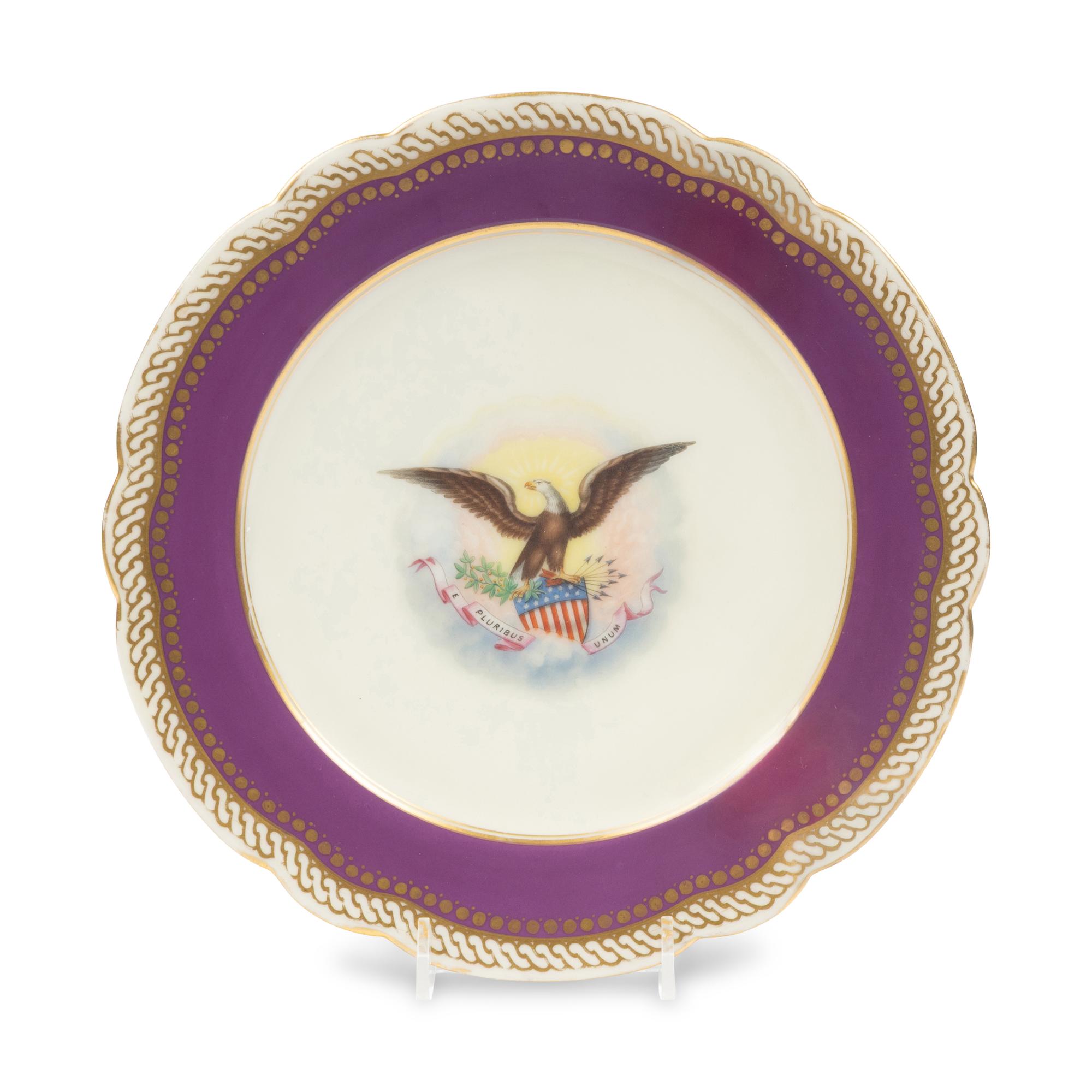 [LINCOLN WHITE HOUSE]. A French Limoges porcelain dinner plate from the solferino china service used during the first Lincoln administration. Limoges, France: Haviland & Co., 1861.
