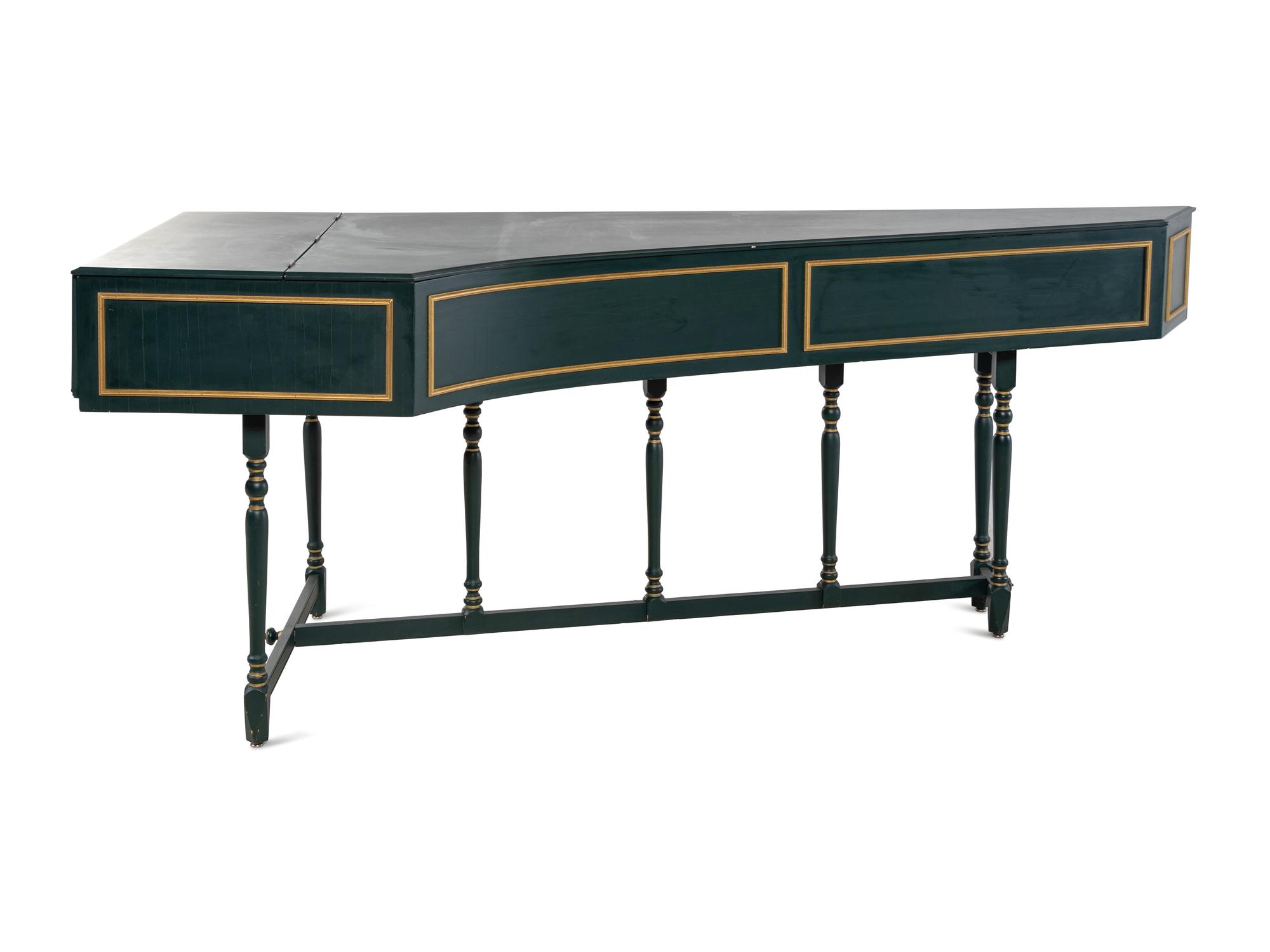 A Dutch Green Painted and Parcel Gilt Harpsichord