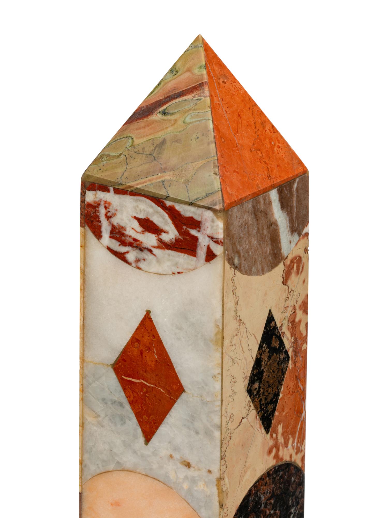 A Pair of Large Grand Tour Style Specimen Marble Obelisks