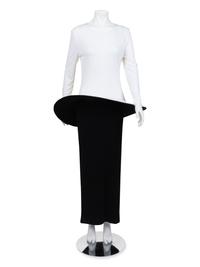 Pierre Cardin Haute Couture Bi-color Dress with Hooped Skirt, 1980-90s