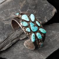 Navajo Turquoise Cluster Cuff Bracelet