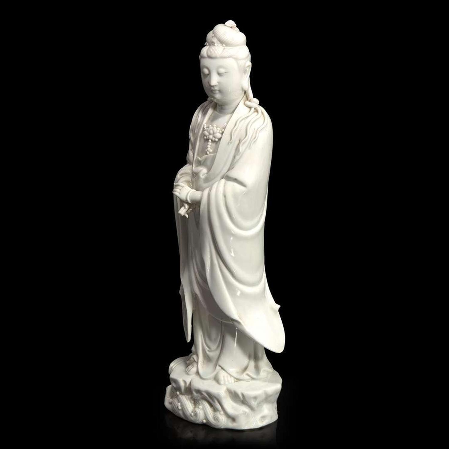 A Chinese blanc de Chine figure of Guanyin 白瓷观音像