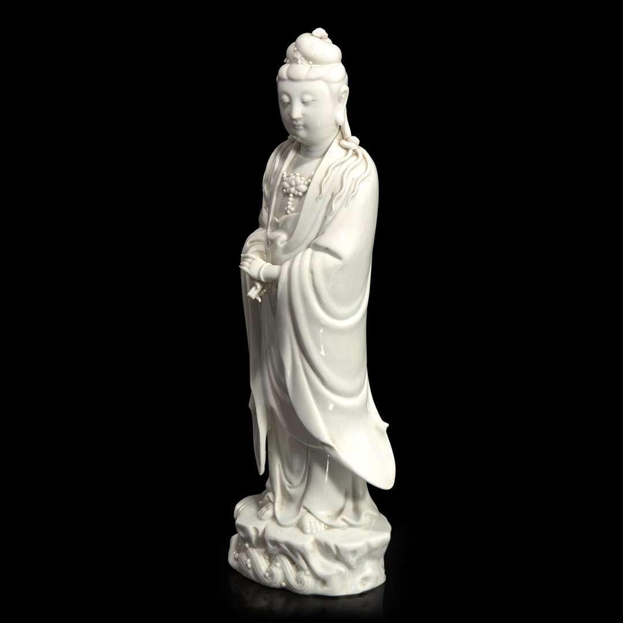 A Chinese blanc de Chine figure of Guanyin 白瓷观音像
