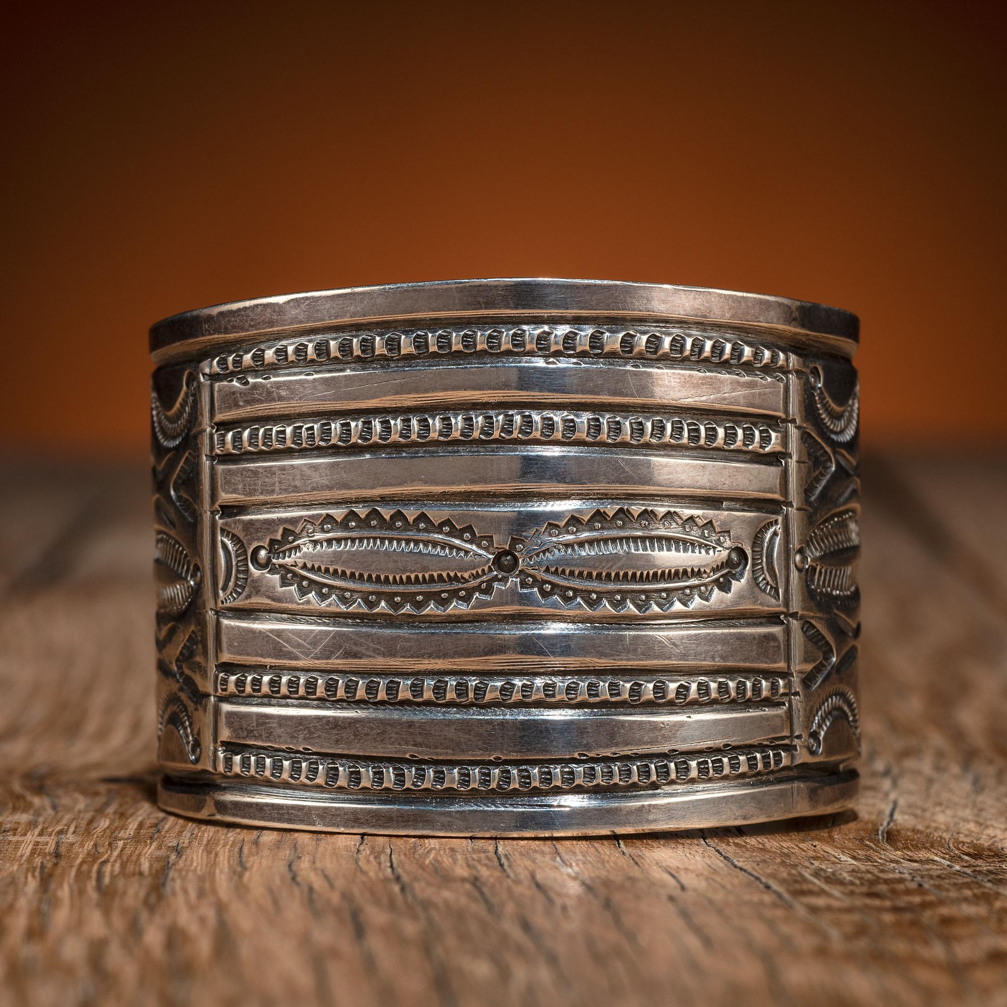 Navajo Stamped Silver Cuff Bracelet