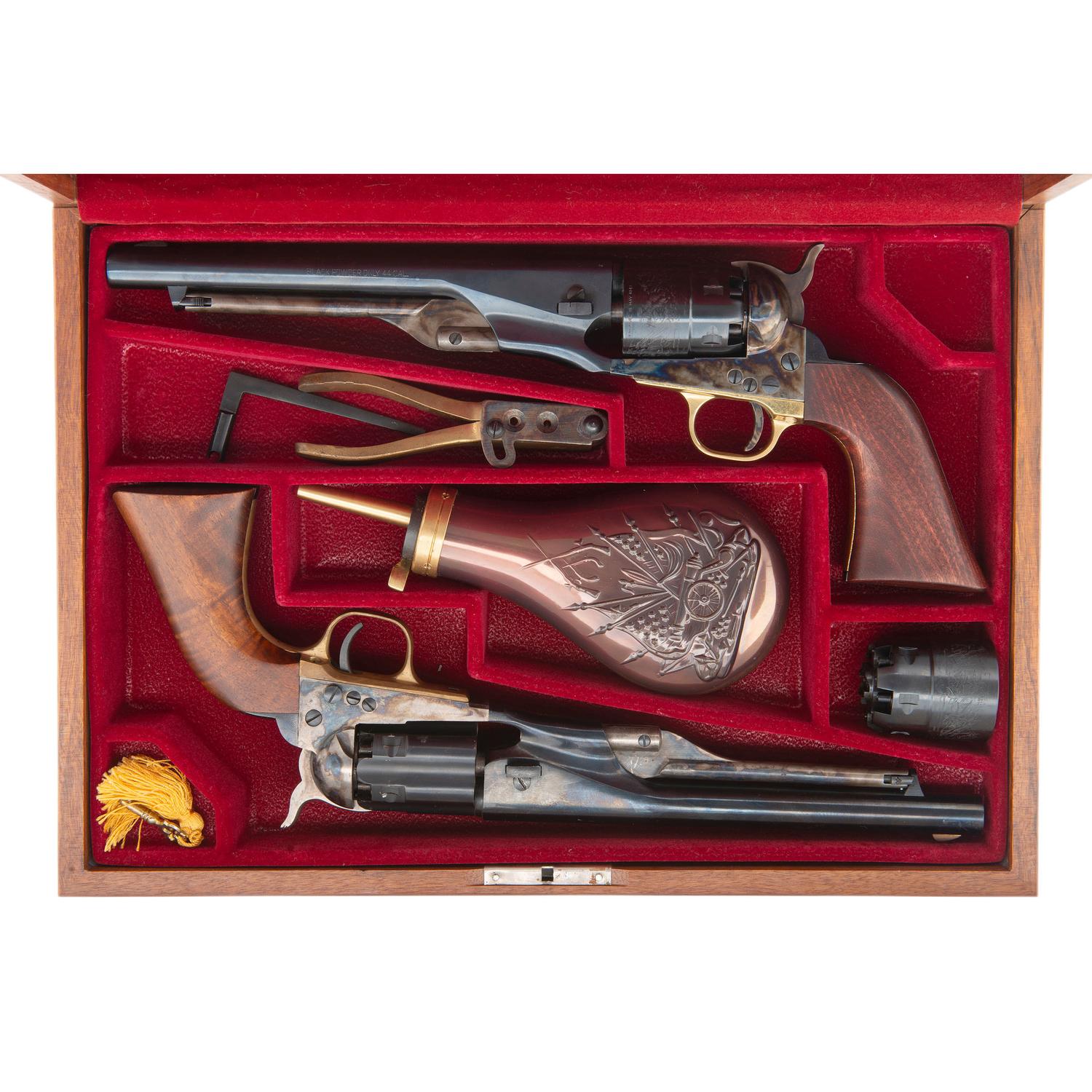 Double Cased Set of Italian Replica Colt M1860 Army Percussion Revolvers with Accessories