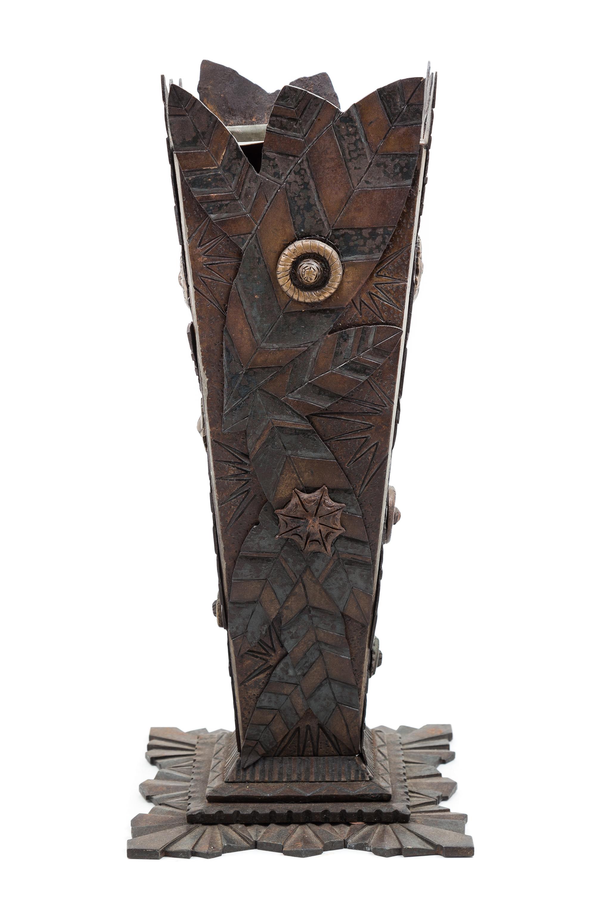 Art Deco, France, 1930s, a cast iron vase