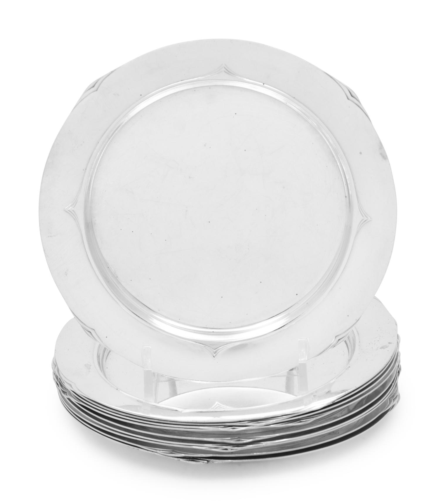 A Set of Ten American Silver Bread Plates