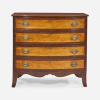A Federal inlaid mahogany and figured maple bowfront chest of drawers Portsmouth, NH, circa 1800