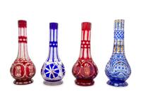 Four Bohemian Cut-to-Clear Glass Decanters