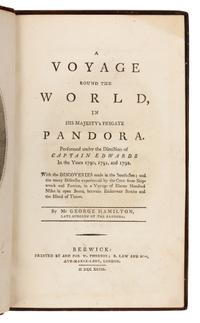 HAMILTON, George, Surgeon. A Voyage round the World, in His Majesty's Frigate Pandora. Berwick, 1793. FIRST EDITION.