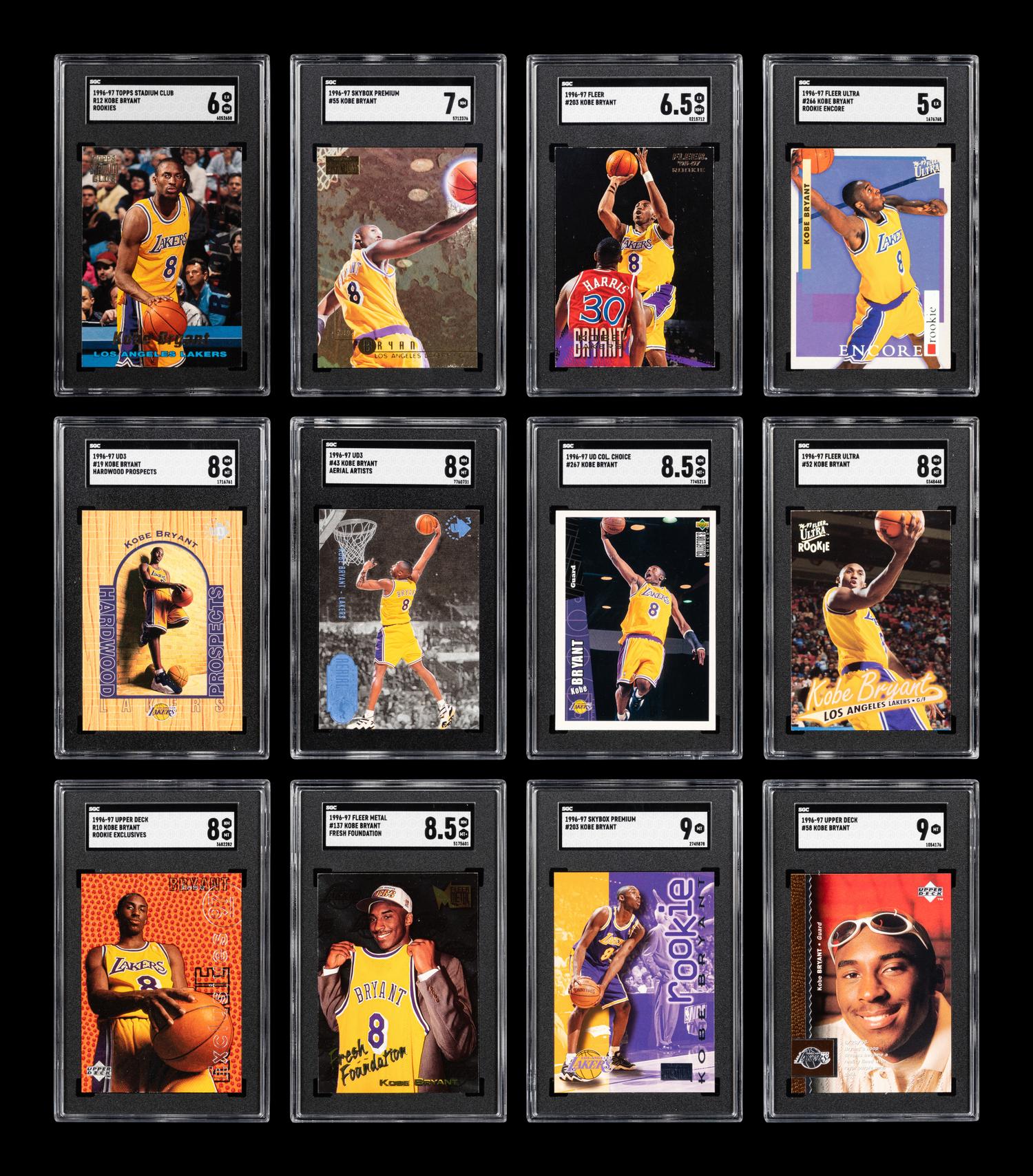 A Group of 12 Graded 1996-97 Kobe Bryant Rookie Basketball Cards,