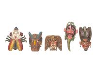 Five Mexican Copper Festival Masks
