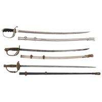Lot of 3 US Army Swords Including: Model 1902, Model 1860 Staff & Field, Model 1872 Light Cavalry