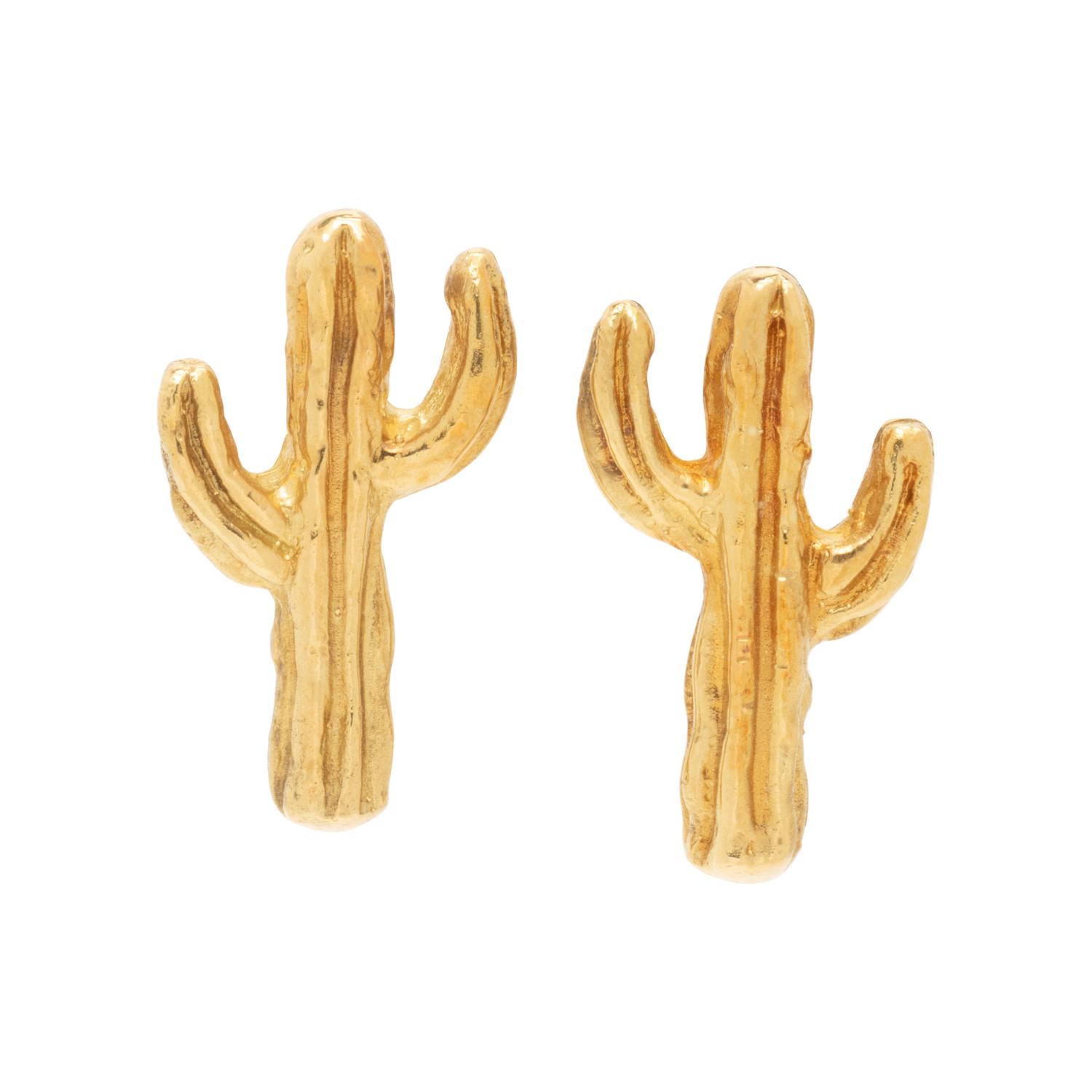 JULIUS COHEN, YELLOW GOLD CACTUS EARRINGS