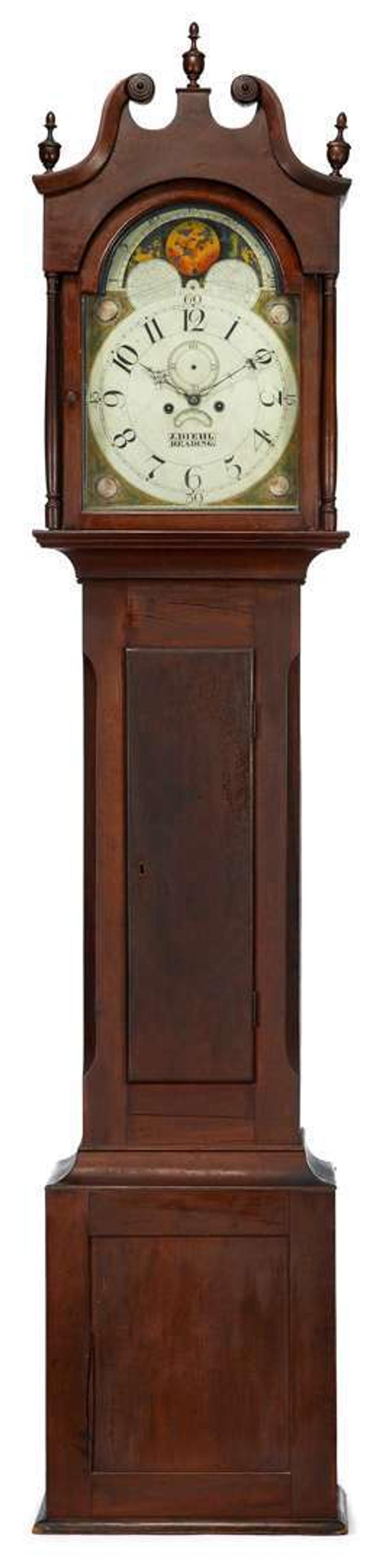 Cherrywood tall case clock jacob diehl (1776-1858) reading, pa, circa 1800