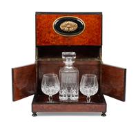 A Napoleon III Style Burlwood Cave à Liqueur and a Similar Table Casket