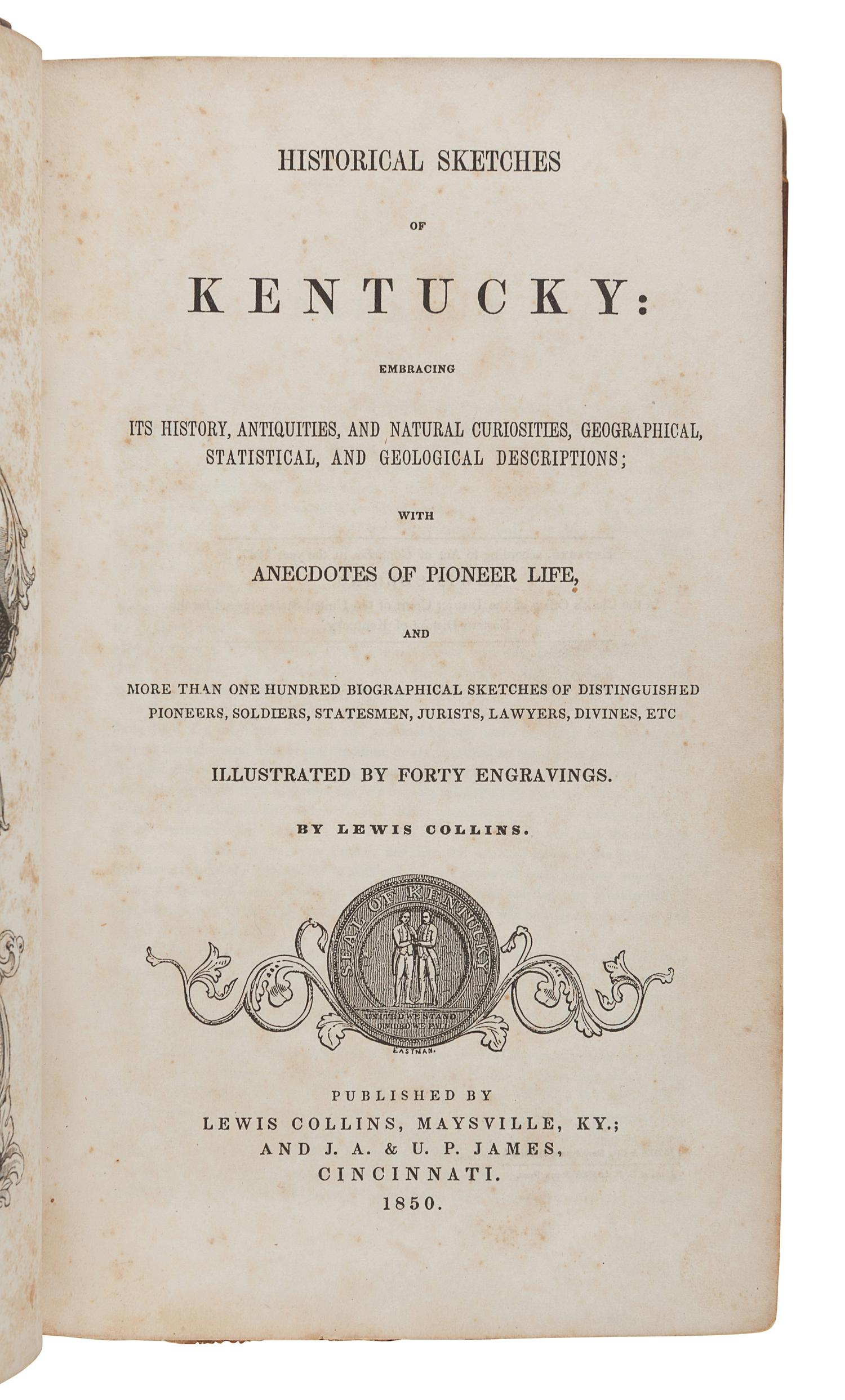 FILSON, John (ca 1747-1788). Histoire de Kentucke, Nouvelle Colonie a l'oueste de la Virginie. Paris: Chez Buisson, 1785.