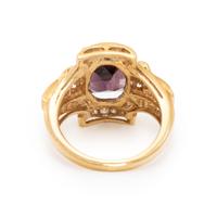 SPINEL, DIAMOND, AND YELLOW GOLD RING