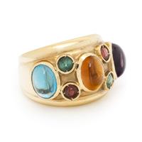 Multigem and Yellow Gold Ring