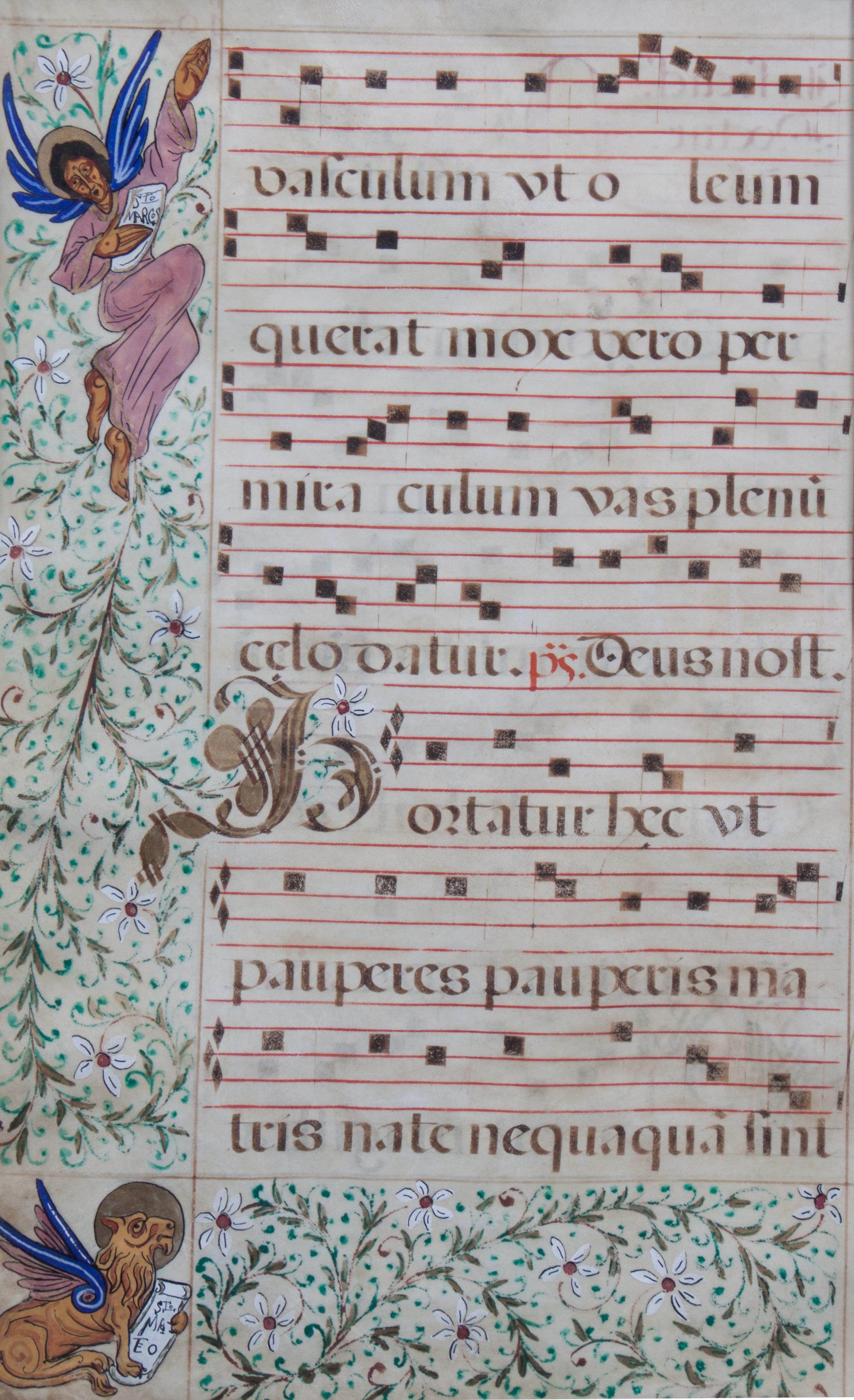 (MANUSCRIPT, ILLUMINATED) Frame size: 29 1/4 x 37 1/4 inches.