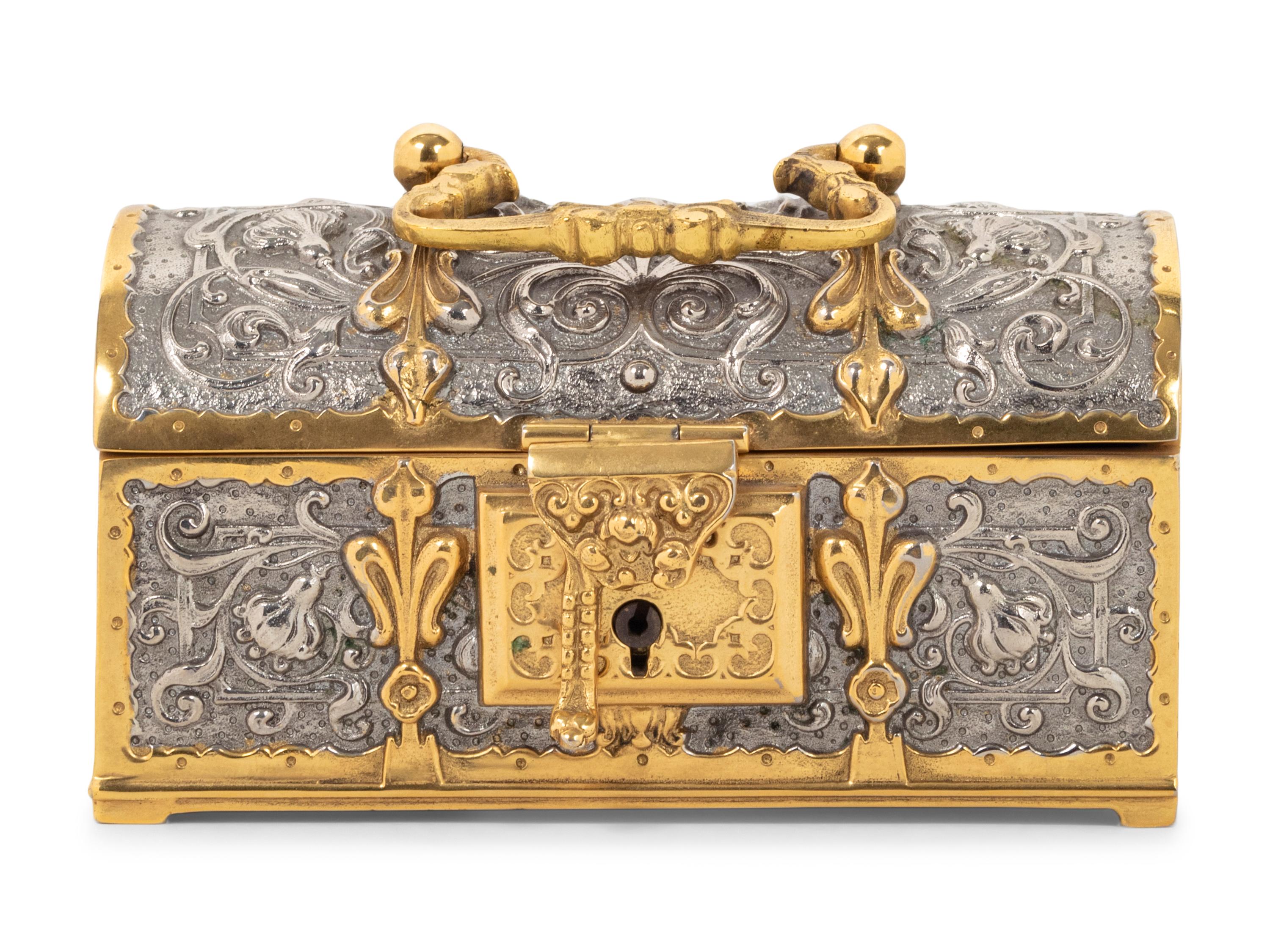 A German Baroque Style Gilt and Silvered Metal Table Casket