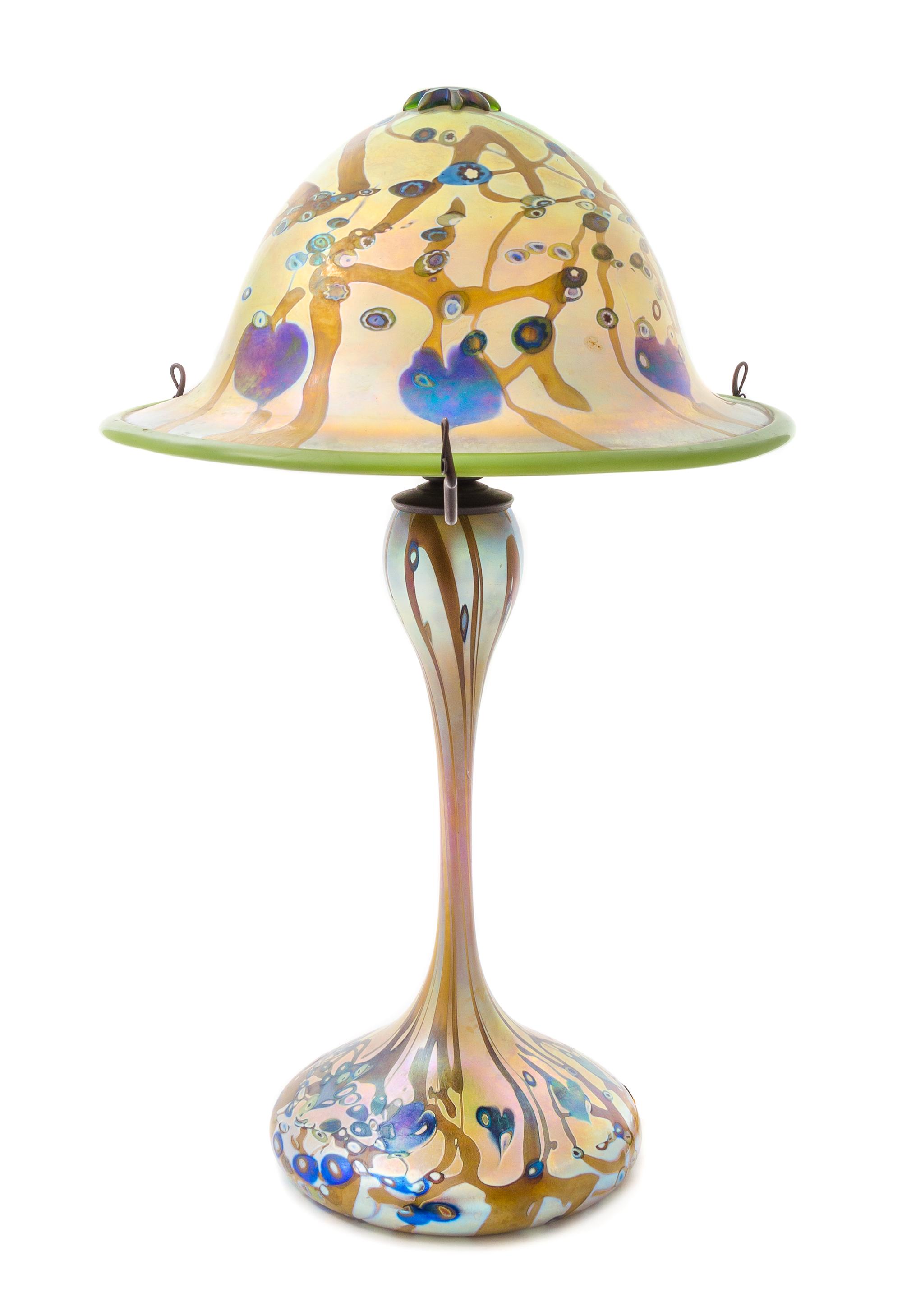 Carl Radke, SECOND HALF 20TH CENTURY, an iridescent glass table lamp