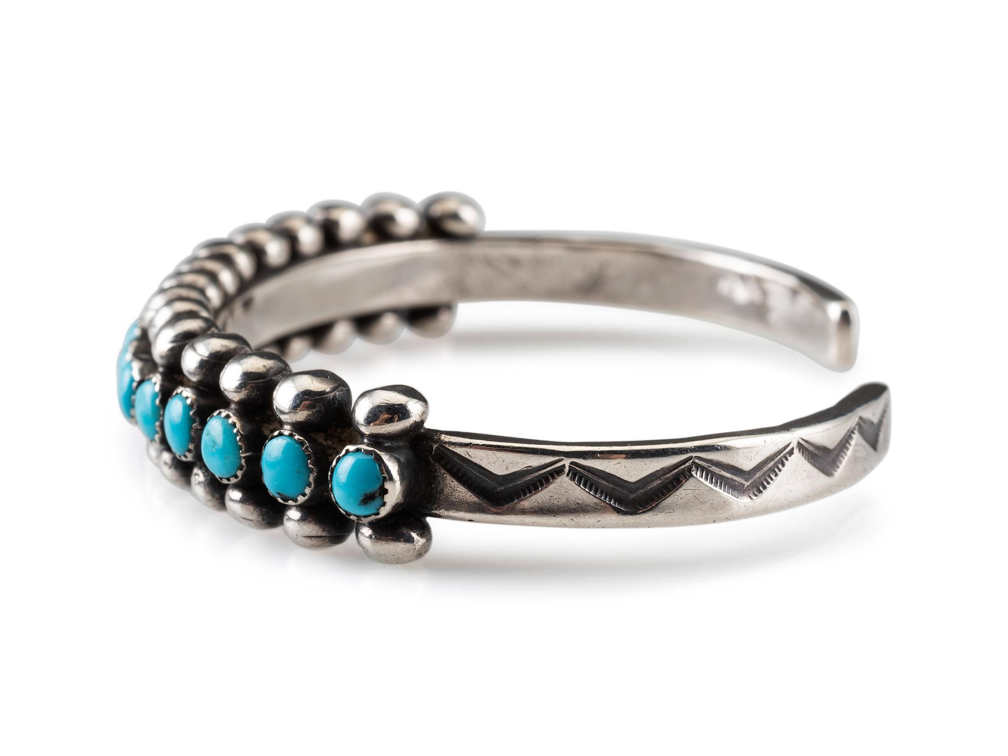 Navajo or Zuni Silver and Turquoise Cuff Bracelet