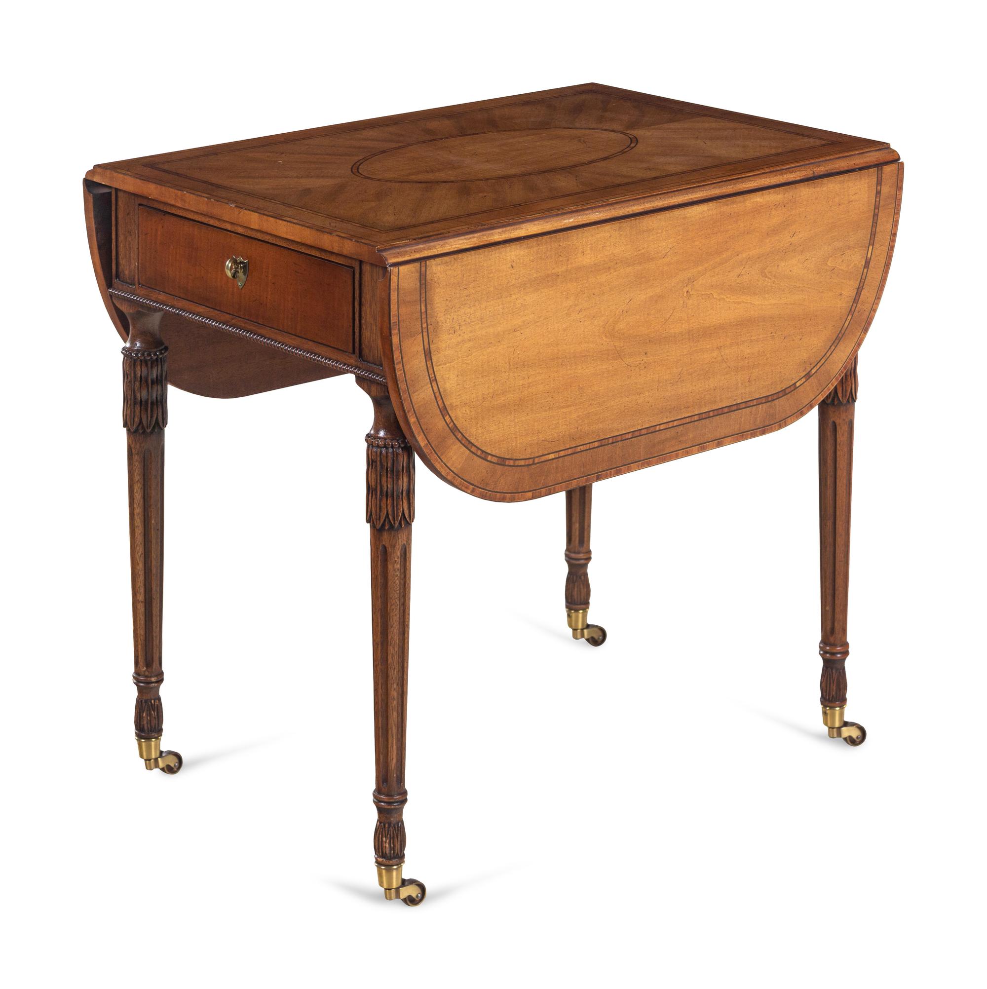 An E.J. Victor George III Style Mahogany, Sycamore and Pearwood Pembroke Table