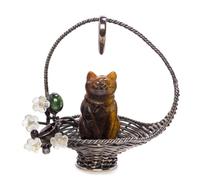 A Hardstone Mounted Silver Wirework Hanging Ornament Height 2 3/4 inches.