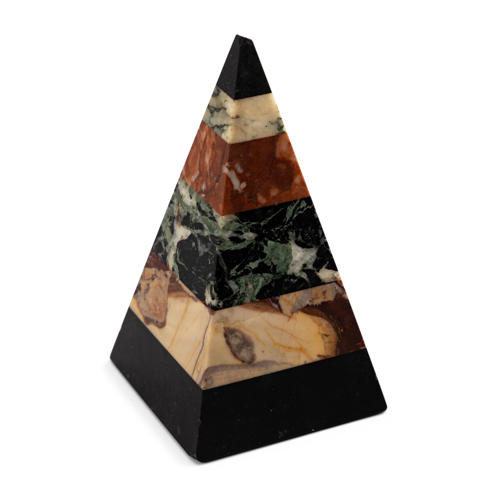 Four Specimen Hardstone Pyramid-Form Paperweights