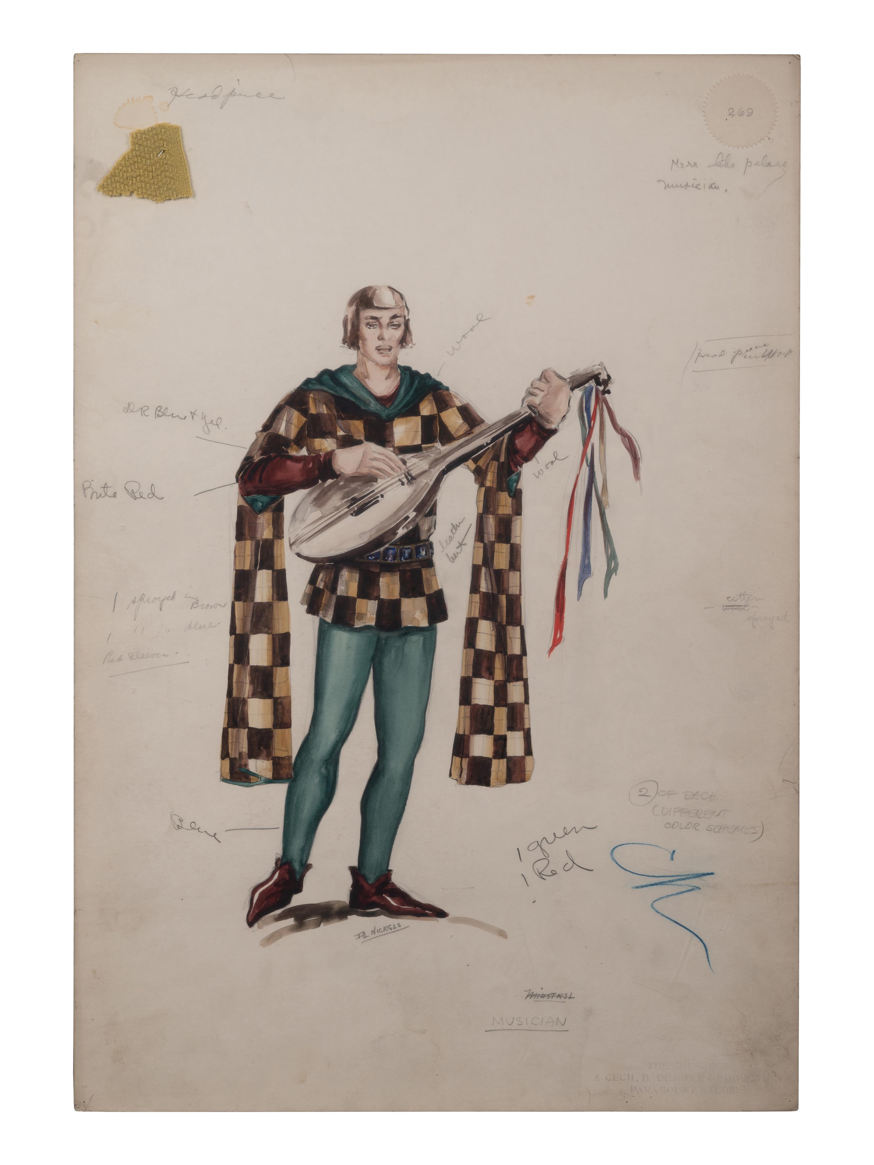 Four Conceptual Costume Illustrations from Cecil B. DeMille Films, 1935-1956