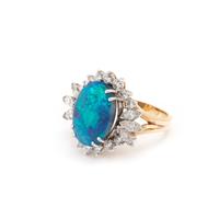 BLACK OPAL AND DIAMOND RING
