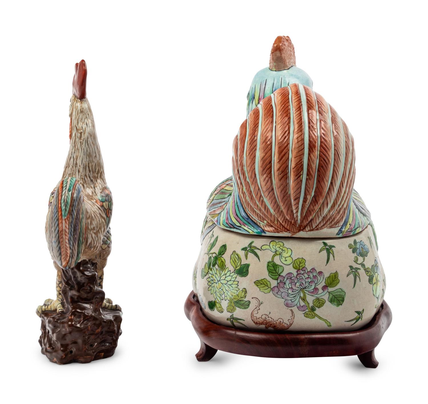 Two Chinese Export Famille Rose Porcelain Roosters