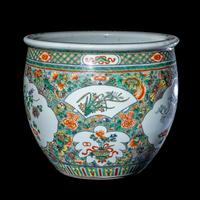A Chinese Famille Verte Porcelain Fish Pot