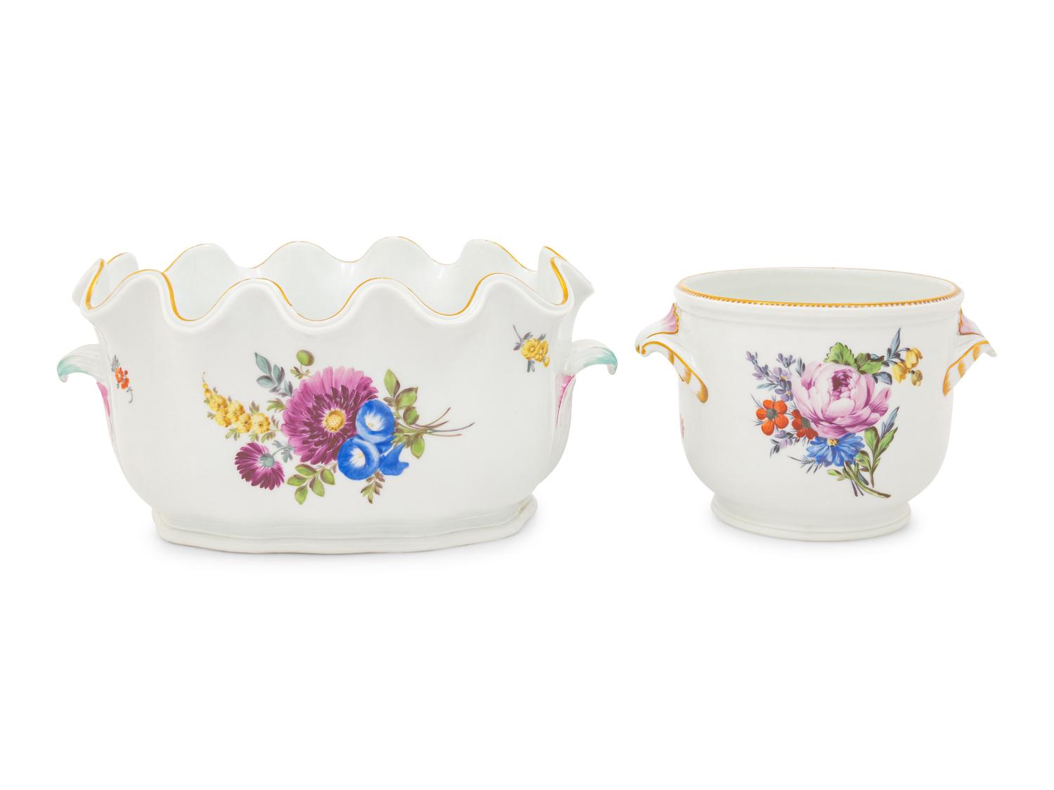A German Porcelain Monteith and Cache Pot