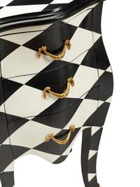 A Pair of Louis XV Style Black and White Painted Bedside Commodes