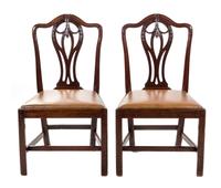 A Pair of English Mahogany Side Chairs Height 37 inches.