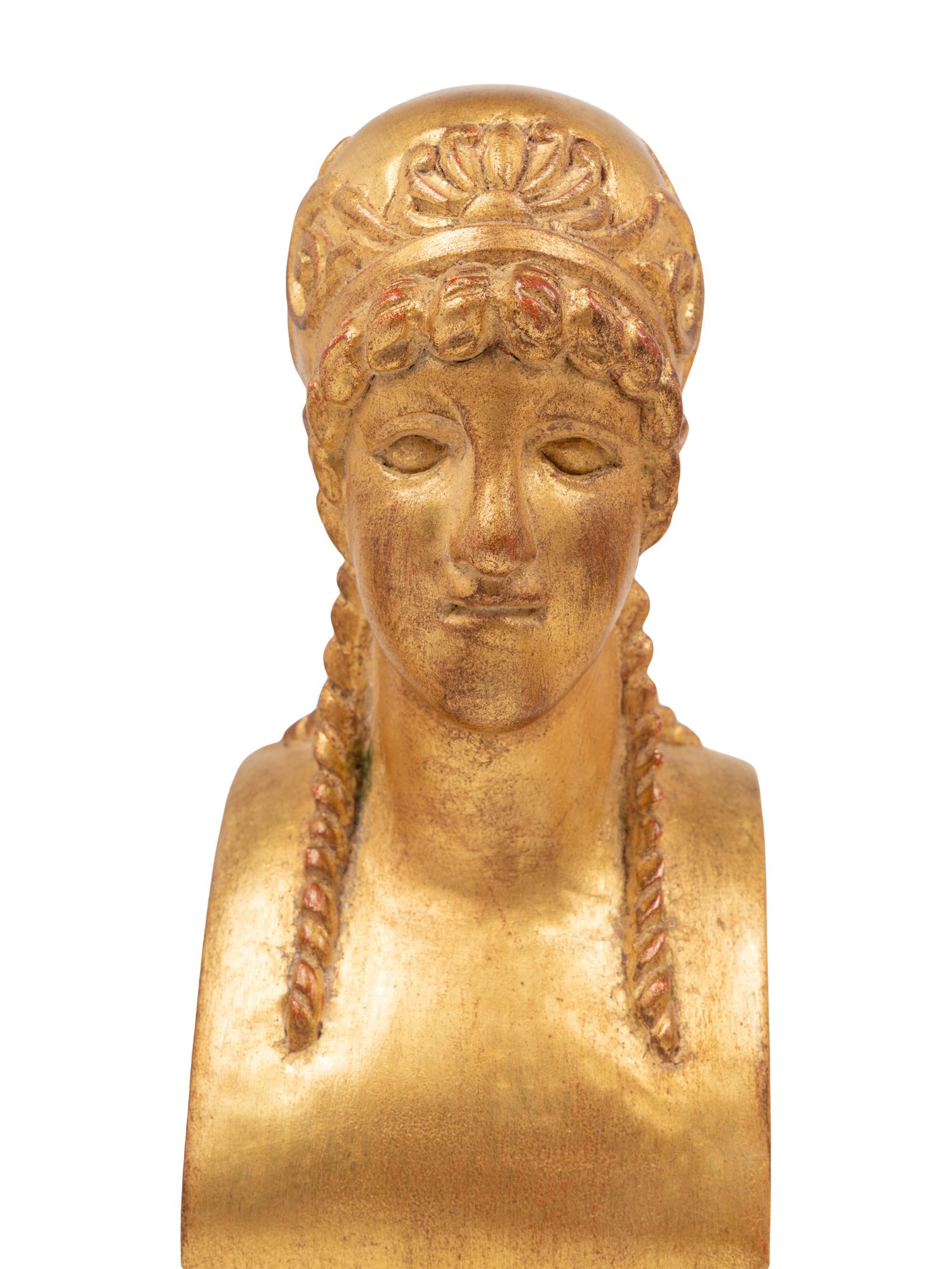 A Set of Four Giltwood Busts of Greek Ladies