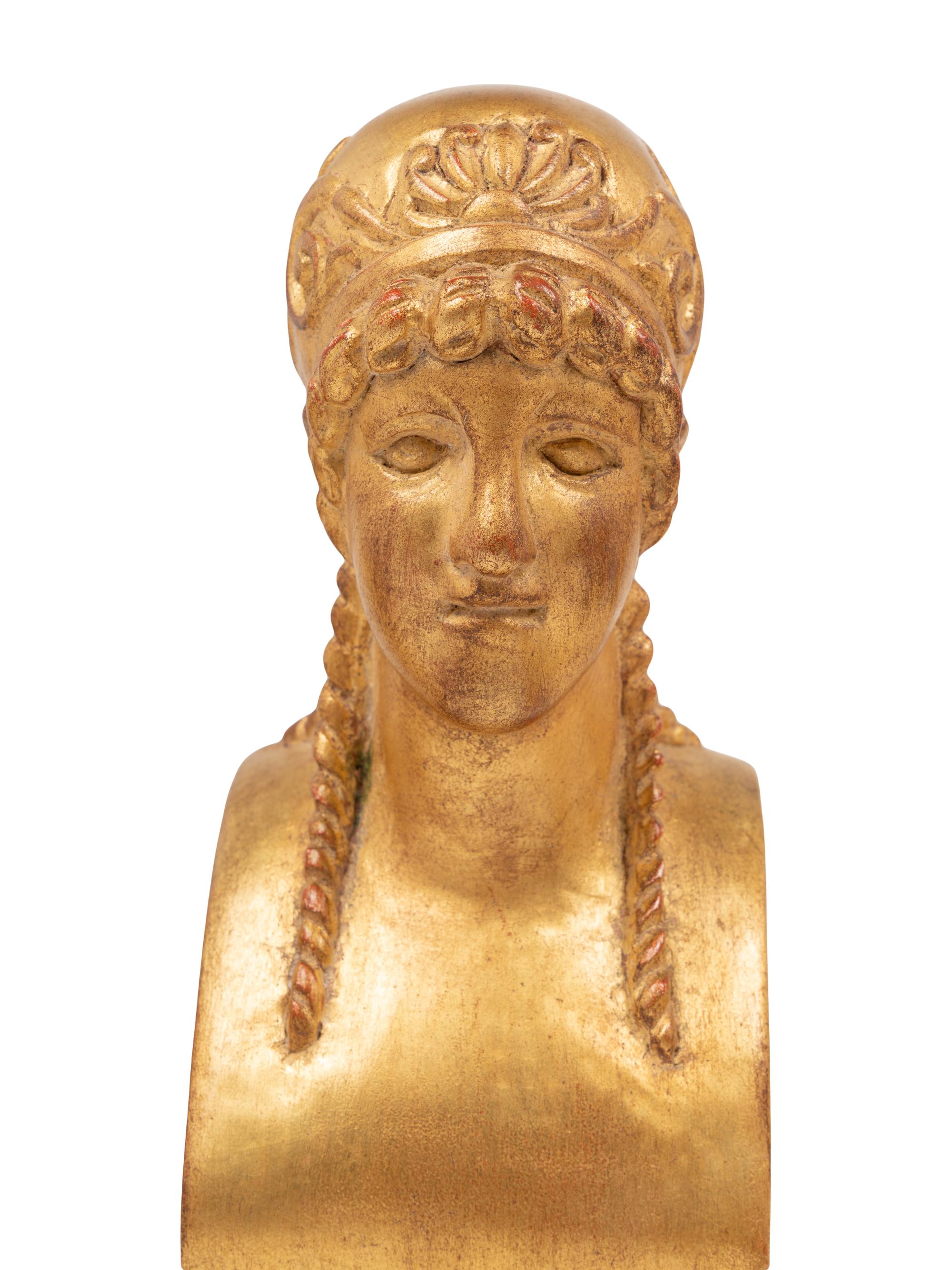 A Set of Four Giltwood Busts of Greek Ladies